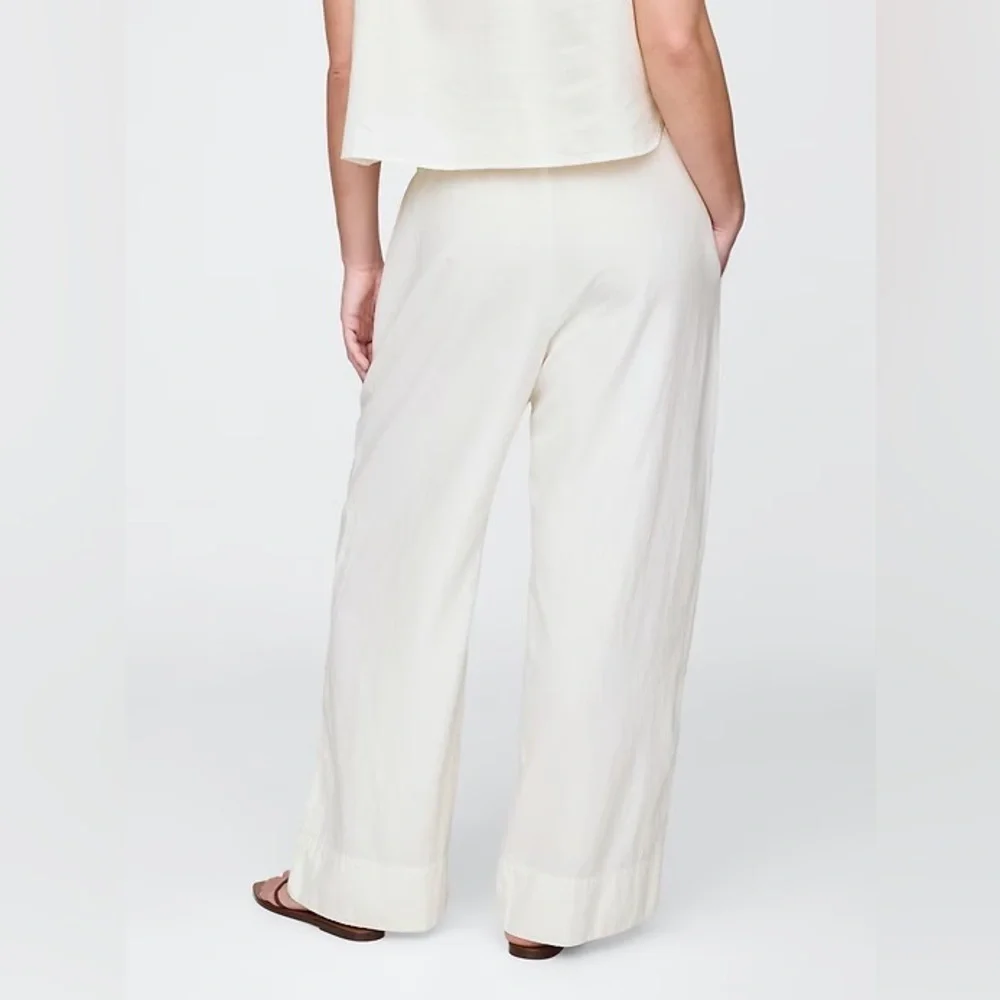 NWT! GAP Off White Linen-Blend Easy Wide-Hem Pants - Multiple🩷 #713975